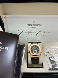 Thumbnail for Patek Philippe Nautilus Rose Gold/ Brown Dial/ Leather Strap (Ref#5980R-001)