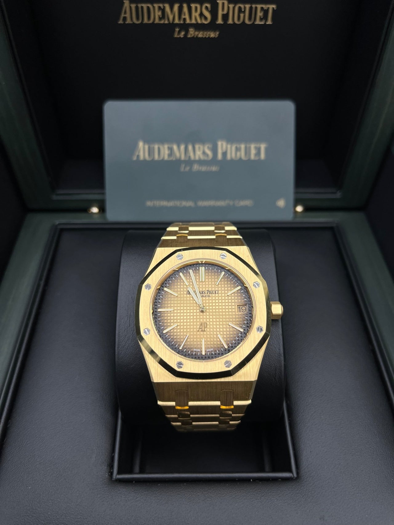 Audemars Piguet Royal Oak Jumbo Extra Thin 50th Anniversary "Smoked Gold" 2022 16202BA.OO.1240BA.01 - WatchesOff5thWatch