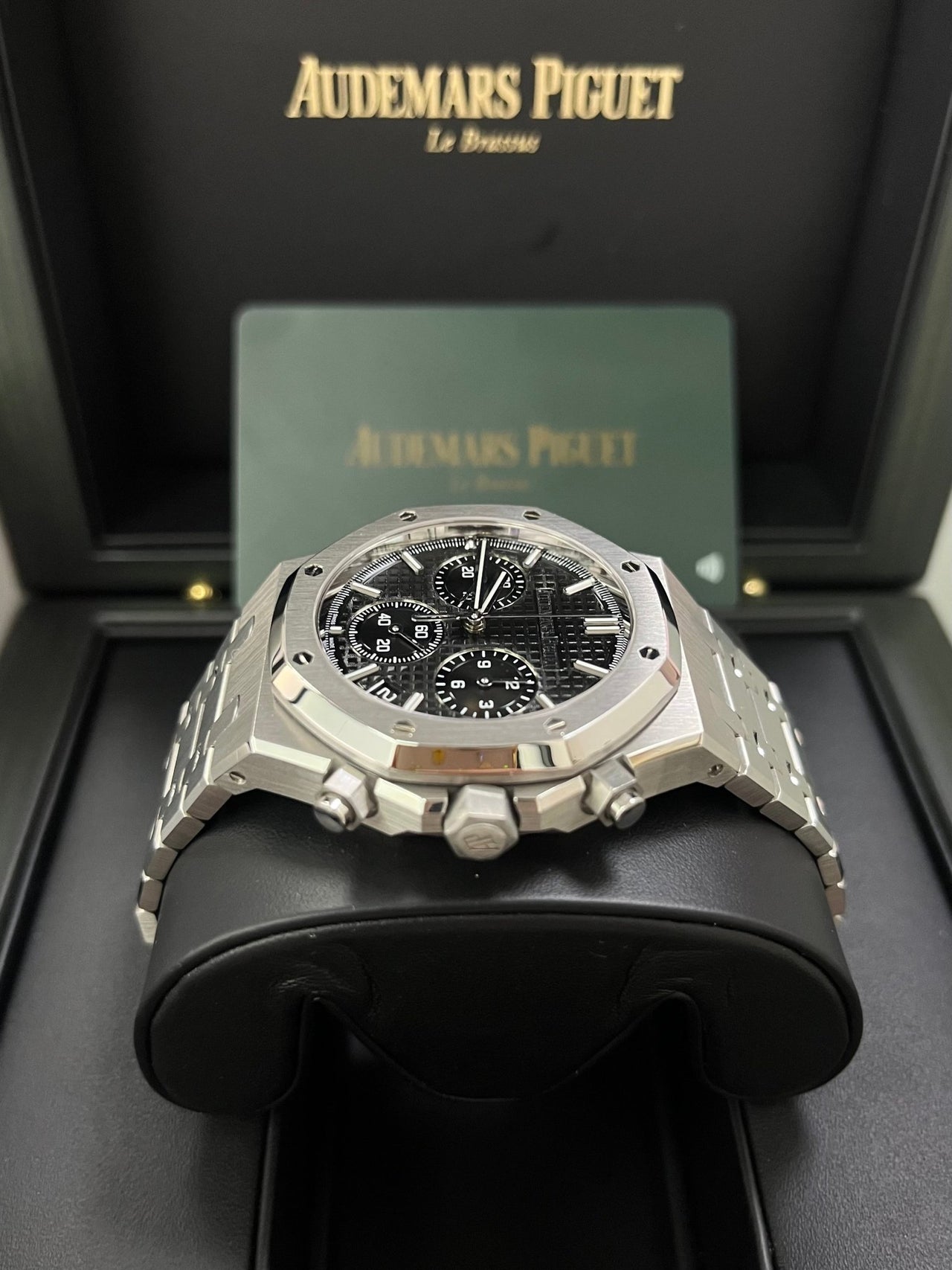 Audemars Piguet ROYAL OAK SELFWINDING CHRONOGRAPH “50TH ANNIVERSARY” STEEL BRACELET BLACK DIAL (Ref # 26240ST.OO.1320ST.02) - WatchesOff5thWatch
