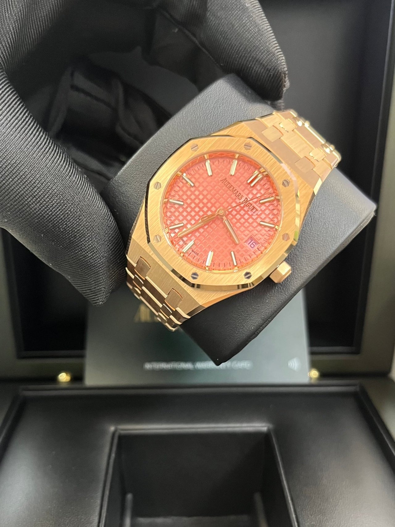 Audemars Piguet Royal Oak Selfwinding Rose Gold Pink Dial 34mm Royal Oak Selfwinding Ref. 77450OR.OO.1361OR.01 - WatchesOff5thwatch