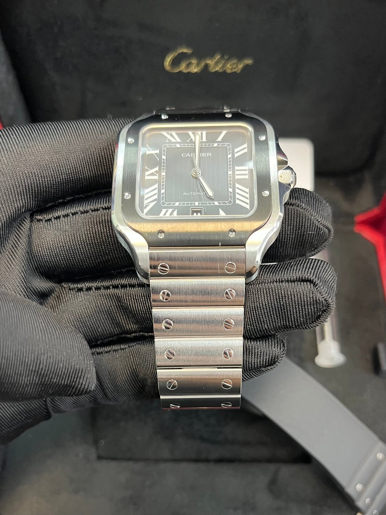 Cartier Santos De Large Automatic Grey Dial Men's Watch Santos WSSA0037 - WatchesOff5thWatch