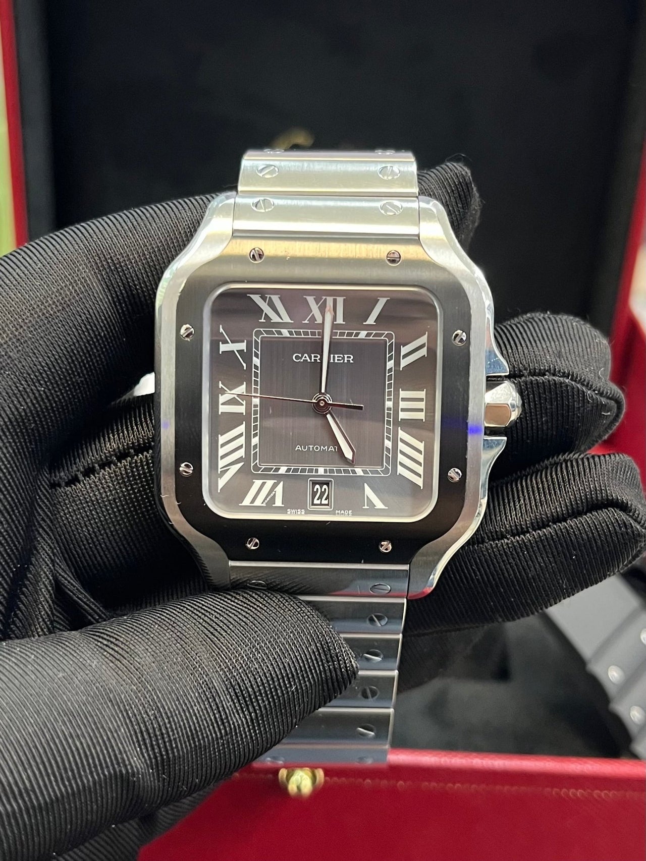 Cartier Santos De Large Automatic Grey Dial Men's Watch Santos WSSA0037 - WatchesOff5thWatch