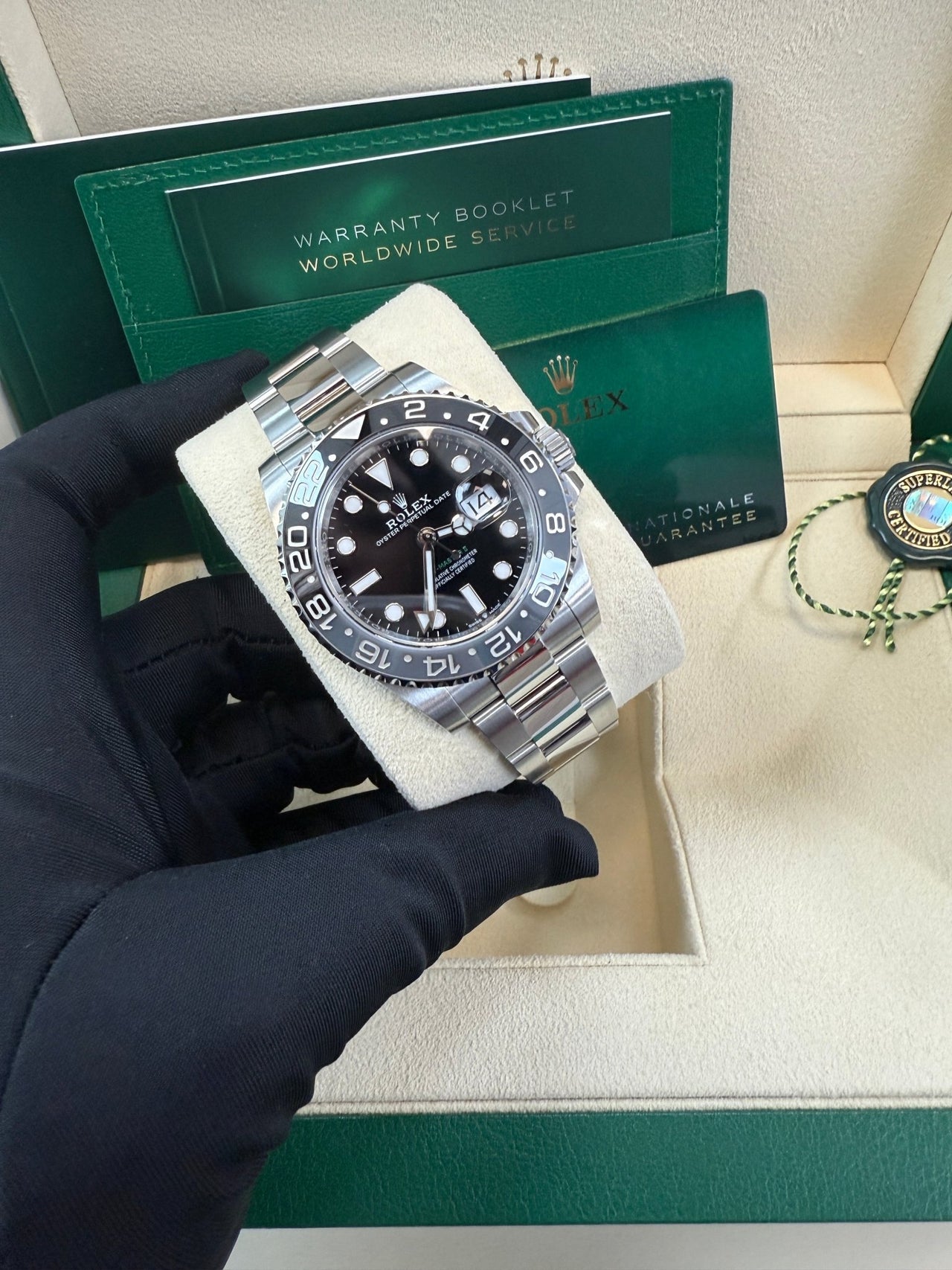 GMT - Master II Black Grey Bezel Oyster Bracelet "Bruce Wayne" 126710GRNR - WatchesOff5thWatch