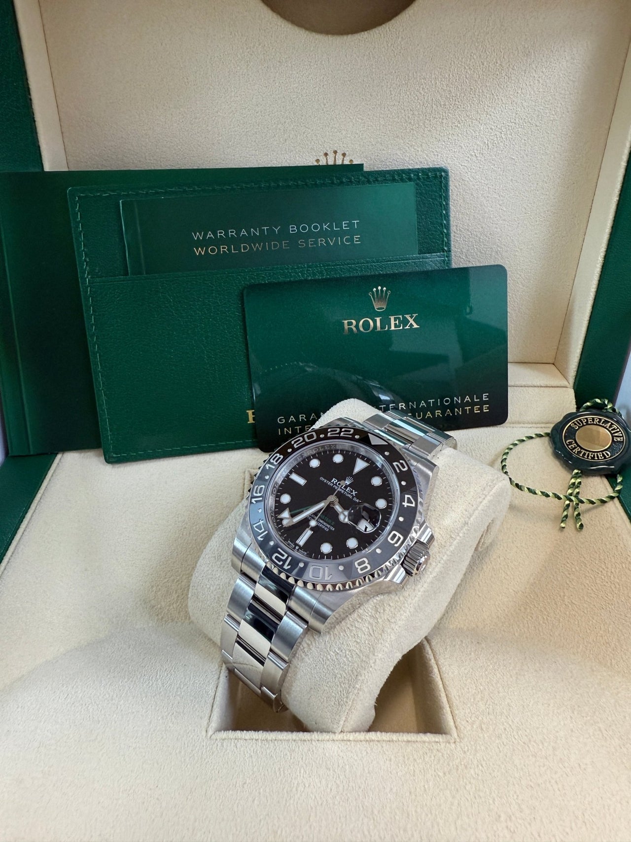 GMT - Master II Black Grey Bezel Oyster Bracelet "Bruce Wayne" 126710GRNR - WatchesOff5thWatch
