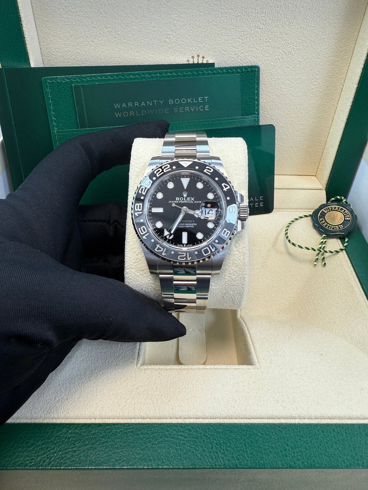 GMT - Master II Black Grey Bezel Oyster Bracelet "Bruce Wayne" 126710GRNR - WatchesOff5thWatch