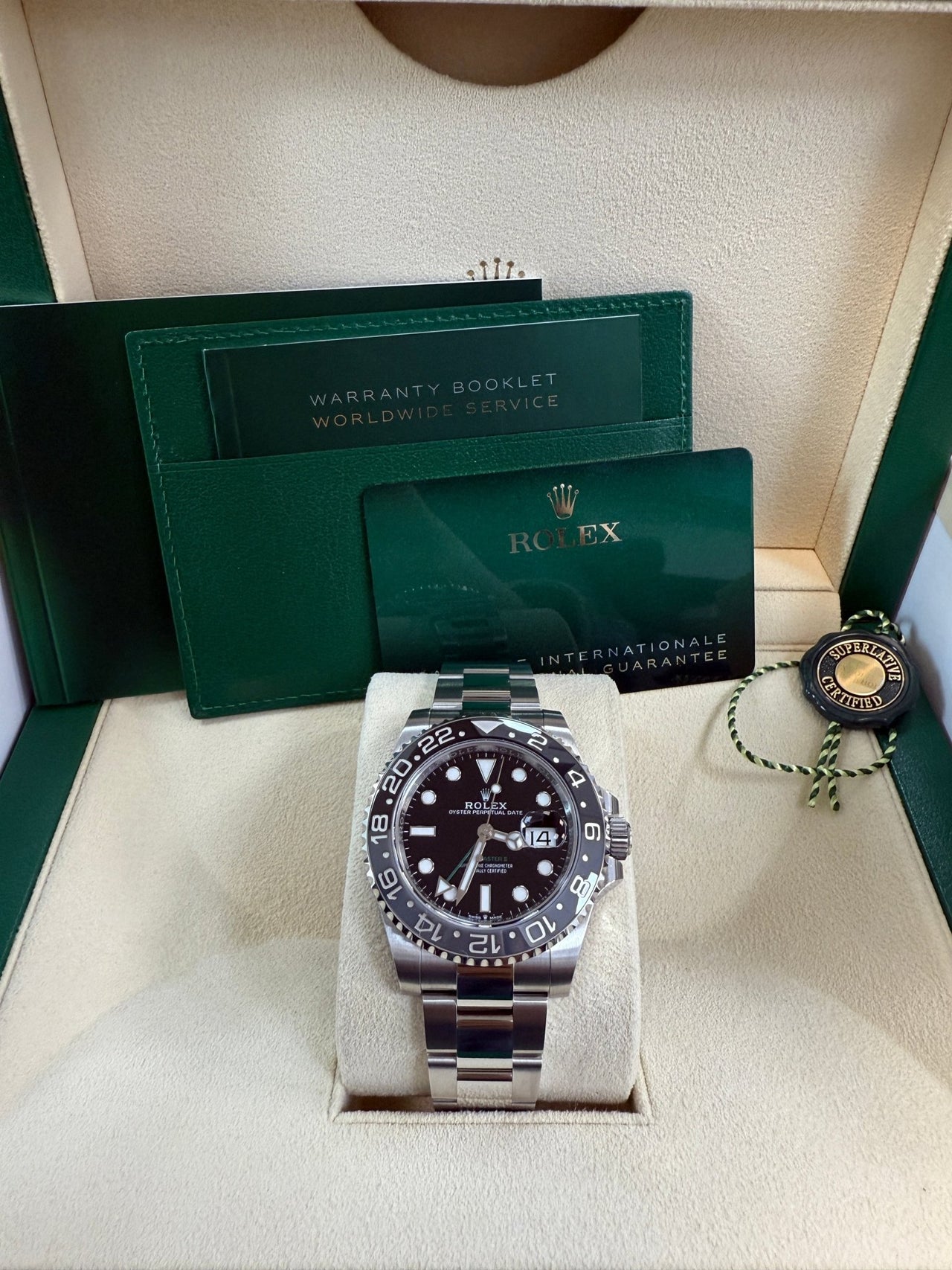 GMT - Master II Black Grey Bezel Oyster Bracelet "Bruce Wayne" 126710GRNR - WatchesOff5thWatch