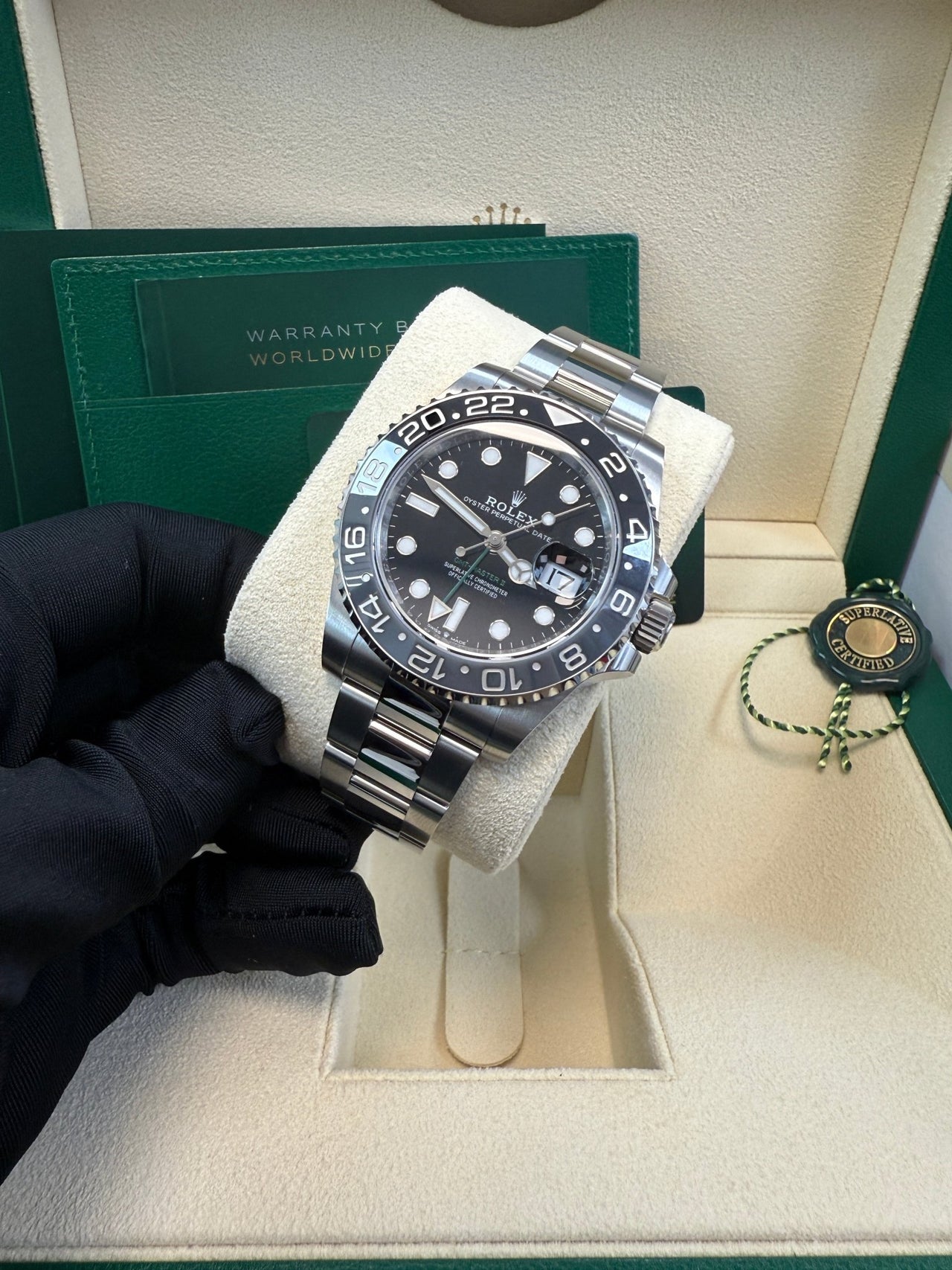 GMT - Master II Black Grey Bezel Oyster Bracelet "Bruce Wayne" 126710GRNR - WatchesOff5thWatch