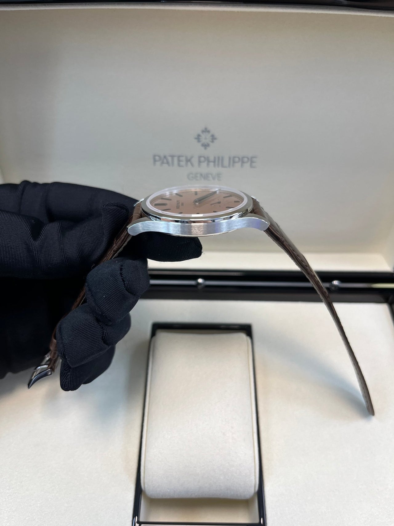 Patek Philippe Calatrava New 2025 Release 6196P Calatrava Salmon Dial Platinum - WatchesOff5thWatch