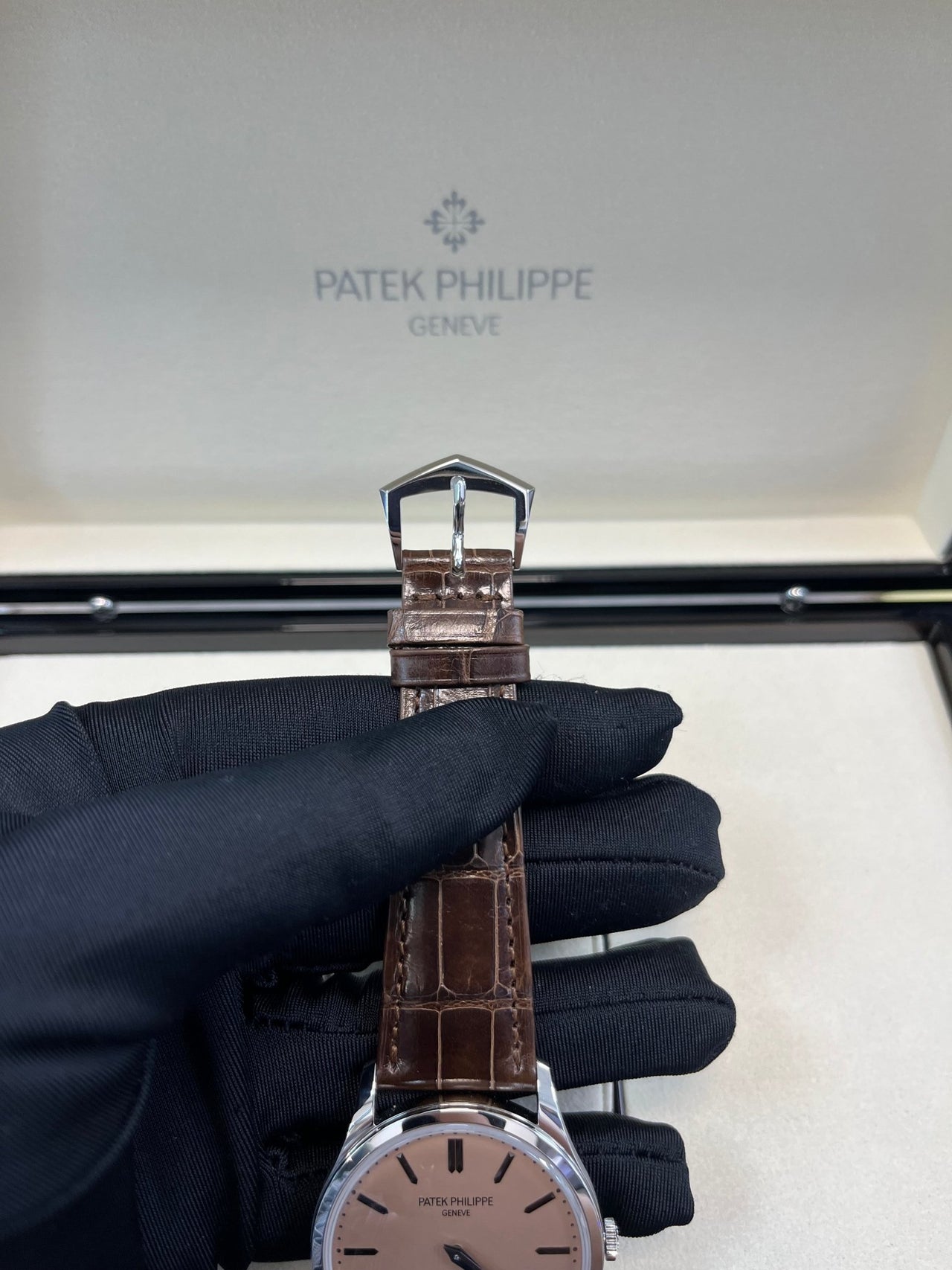 Patek Philippe Calatrava New 2025 Release 6196P Calatrava Salmon Dial Platinum - WatchesOff5thWatch