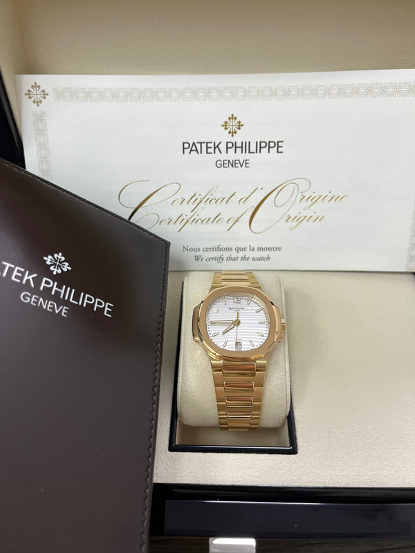 Patek Philippe Ladies Rose Gold Nautilus White Silver Opaline Dial Tiffany Papers 7118/1R-001 - WatchesOff5th