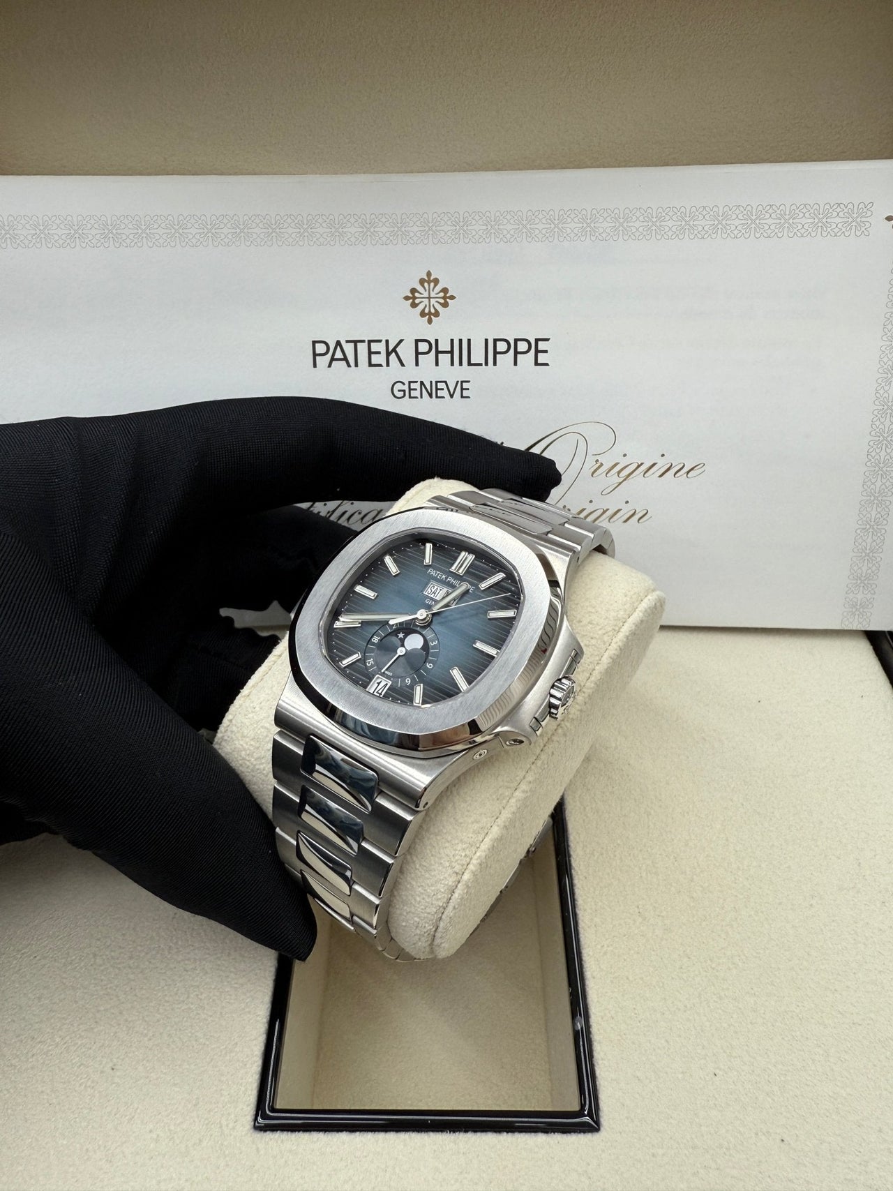 Patek Philippe Nautilus Annual Calendar Stainless Steel with Blue Dial/ Moon Phase (Ref5726/1A - 014) - WatchesOff5thWatch