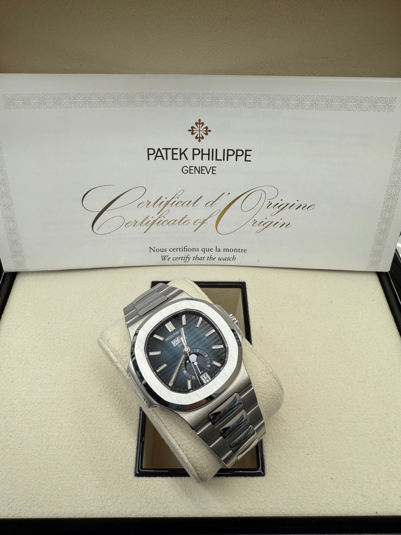 Patek Philippe Nautilus Annual Calendar Stainless Steel with Blue Dial/ Moon Phase (Ref5726/1A - 014) (Copy) - WatchesOff5thWatch