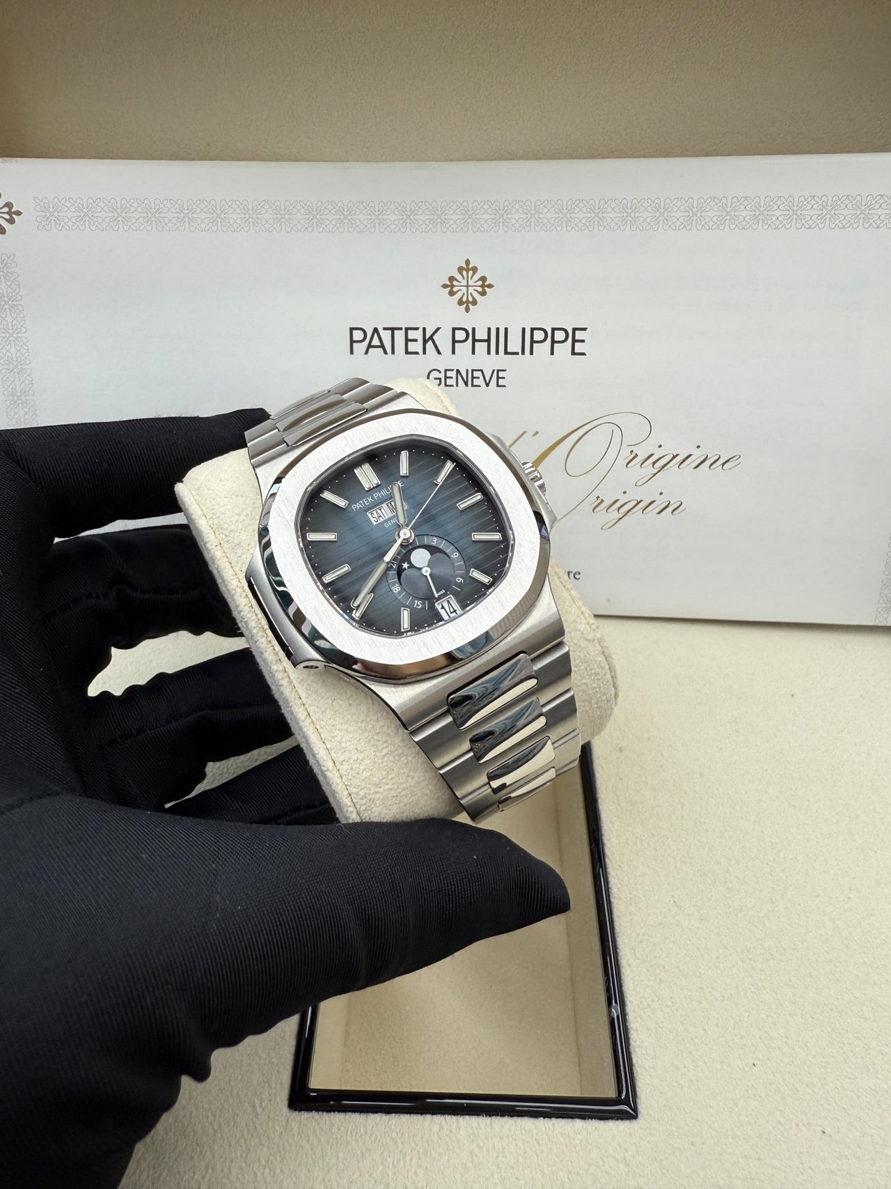 Patek Philippe Nautilus Annual Calendar Stainless Steel with Blue Dial/ Moon Phase (Ref5726/1A - 014) (Copy) - WatchesOff5thWatch