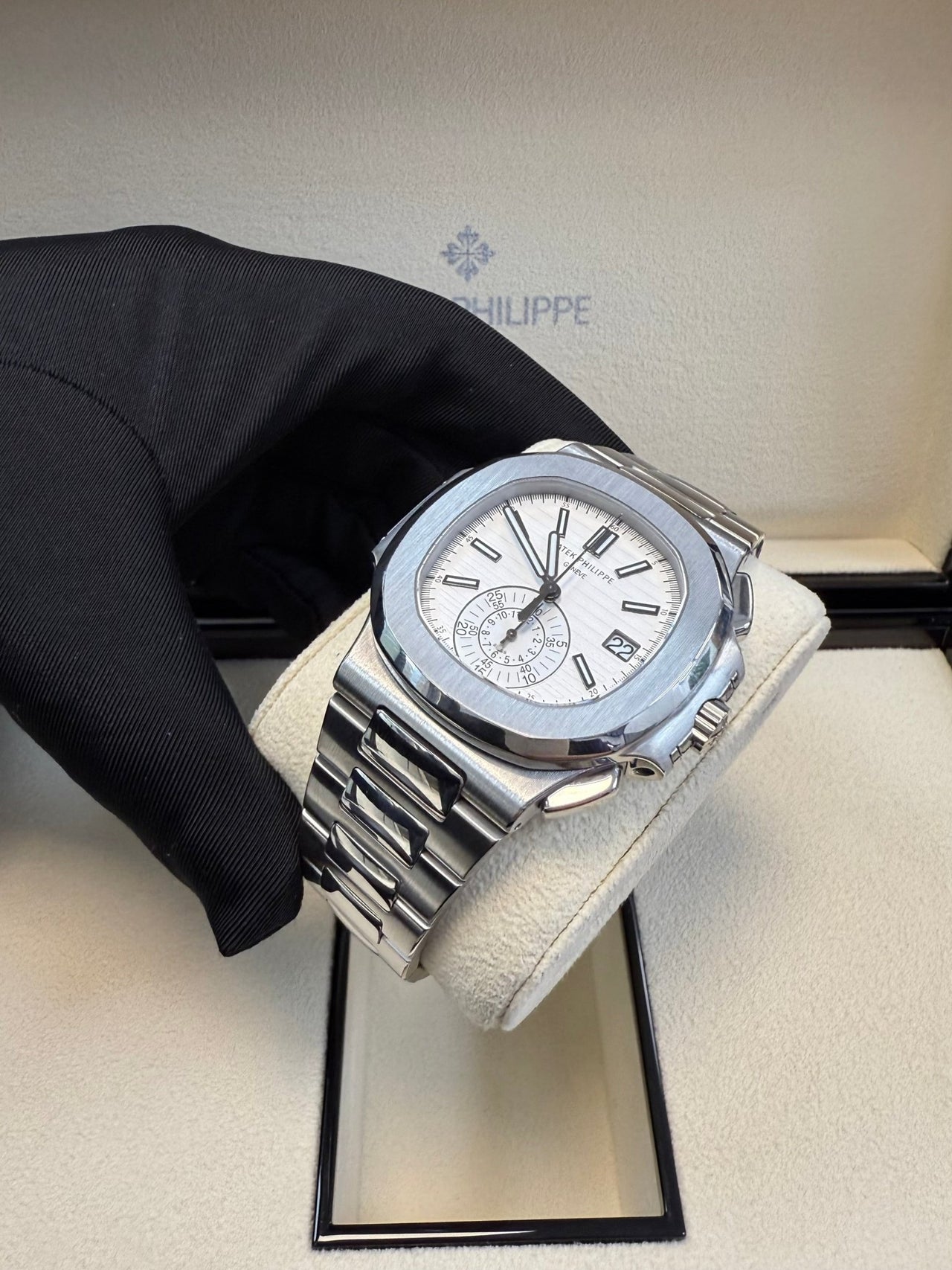 Patek Philippe Nautilus Chronograph White Dial 5980/1A - 019 - WatchesOff5thWatch