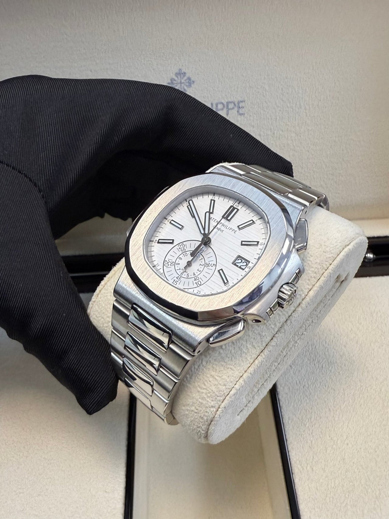 Patek Philippe Nautilus Chronograph White Dial 5980/1A - 019 - WatchesOff5thWatch
