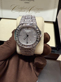 Thumbnail for Patek Philippe Nautilus White Gold Full Factory Diamond Set 5719/10G - 010 - WatchesOff5th