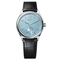 Thumbnail for Rolex 1908 Ice Blue Motif Index Dial Leather Strap Reference 52506 Black Alligator Strap - WatchesOff5thWatch