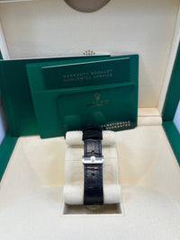 Thumbnail for Rolex 1908 Ice Blue Motif Index Dial Leather Strap Reference 52506 Black Alligator Strap - WatchesOff5thWatch