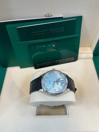 Thumbnail for Rolex 1908 Ice Blue Motif Index Dial Leather Strap Reference 52506 Black Alligator Strap - WatchesOff5thWatch