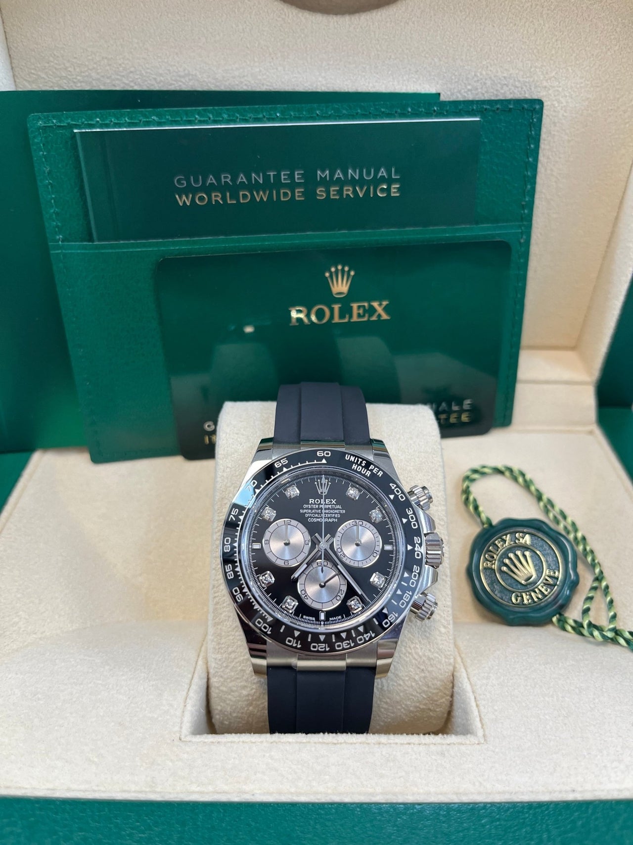 Rolex Black Cerachrom Bezel - Black And Silver Diamond Dial - Oysterflex Strap 126519LN - WatchesOff5th