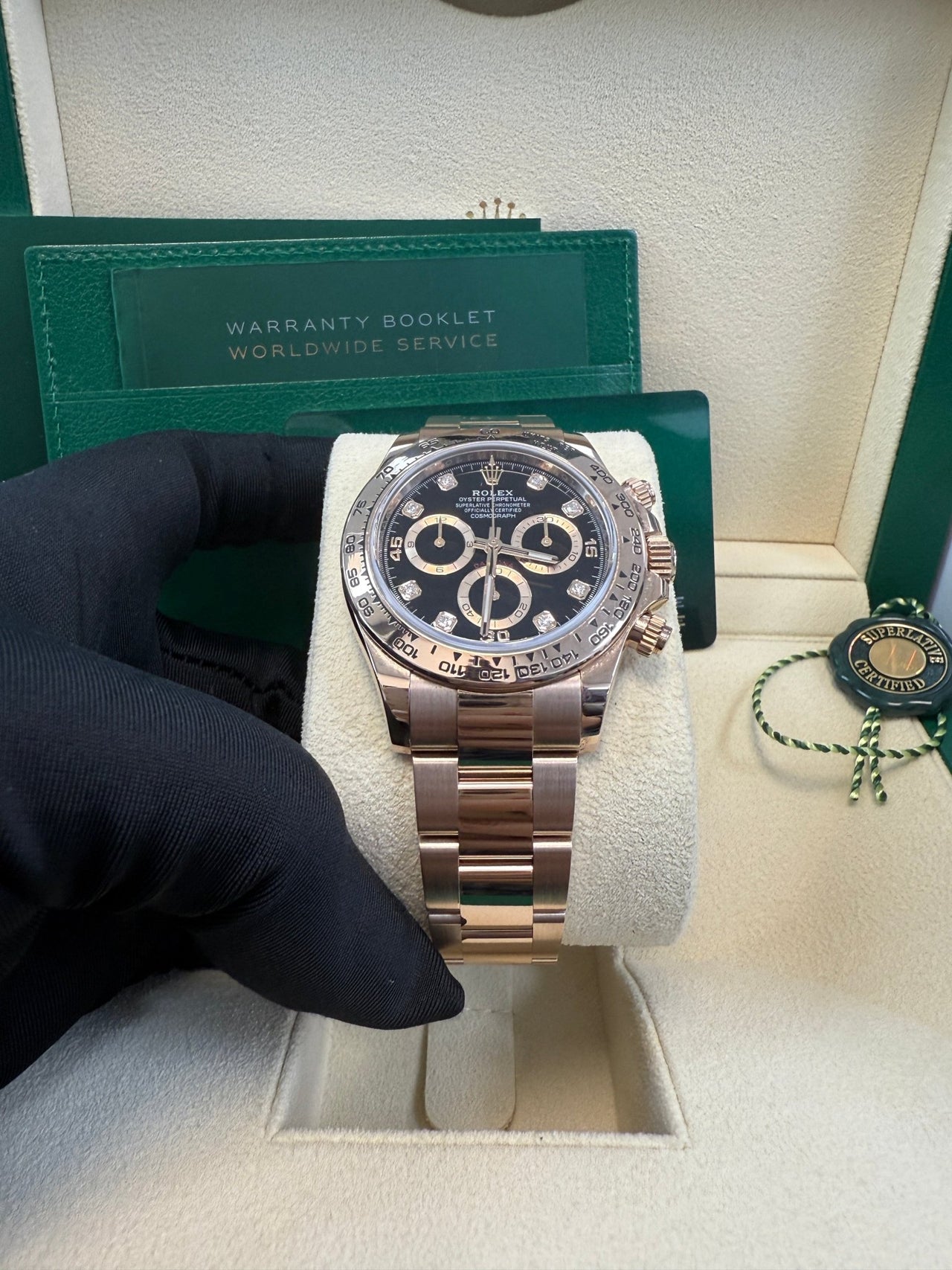 Rolex Cosmograph Daytona 40mm Everose Gold Diamond Markers (Ref#116505) - WatchesOff5thWatch