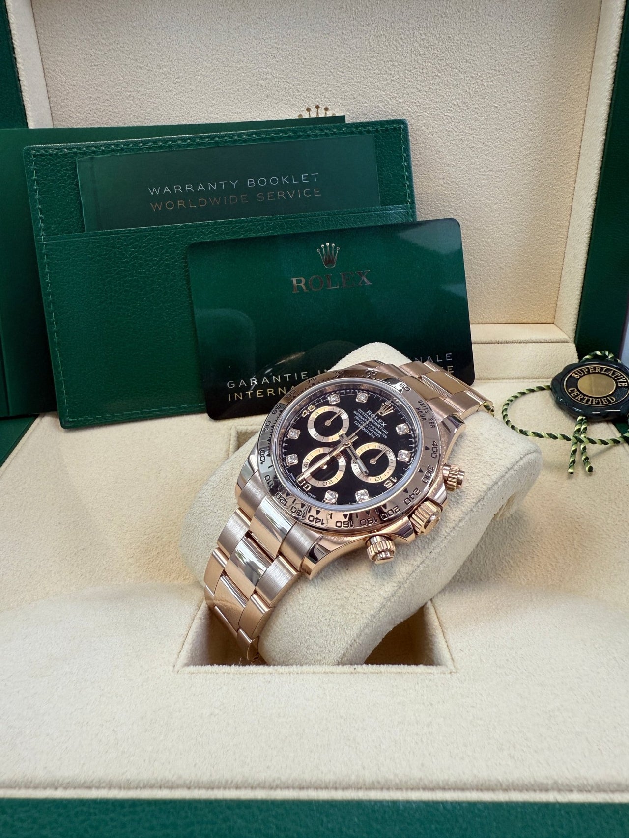 Rolex Cosmograph Daytona 40mm Everose Gold Diamond Markers (Ref#116505) - WatchesOff5thWatch