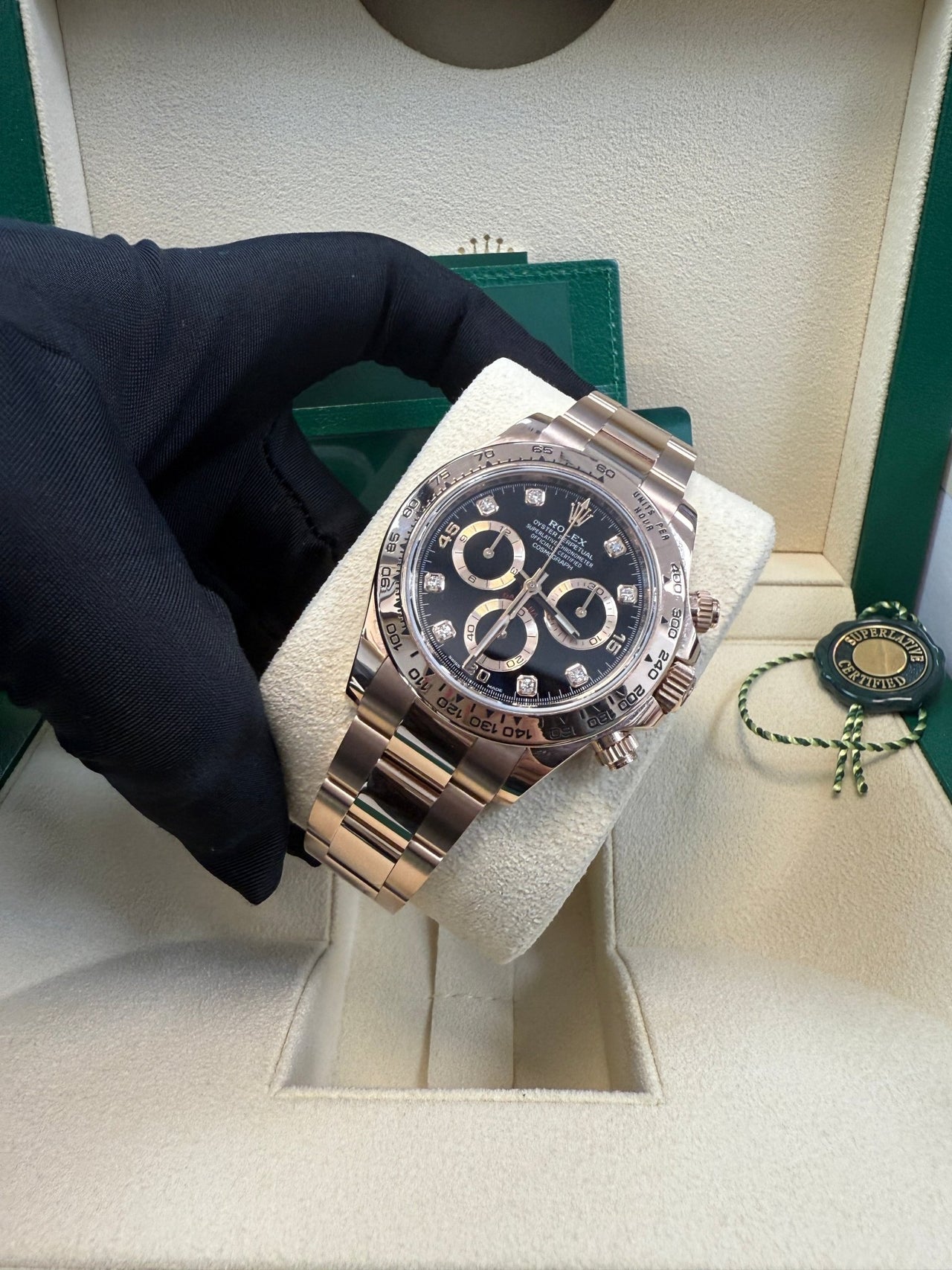 Rolex Cosmograph Daytona 40mm Everose Gold Diamond Markers (Ref#116505) - WatchesOff5thWatch