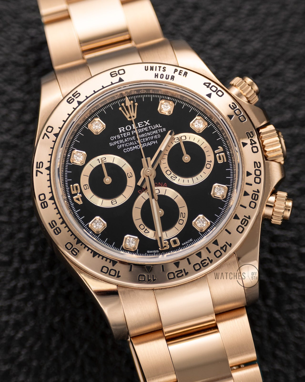 Rolex Cosmograph Daytona 40mm Everose Gold Diamond Markers (Ref116505) - WatchesOff5thWatch