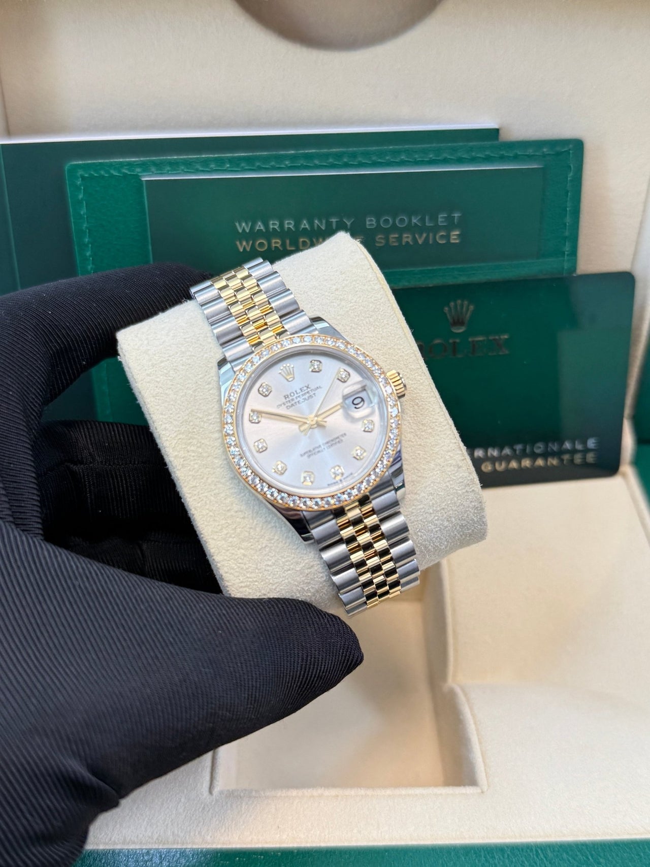 Rolex Datejust 31mm Stainless Steel and Yellow Gold Silver Diamond Dial Jubilee 278383RBR - WatchesOff5thWatch