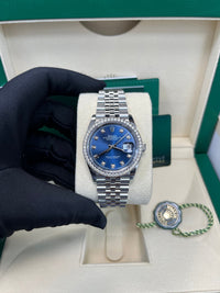 Thumbnail for Rolex Datejust 36 Bright Blue Diamond Dial & Diamond Bezel Jubilee Bracelet 126284RBR - WatchesOff5th