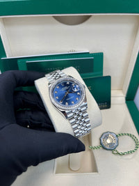 Thumbnail for Rolex Datejust 36 Bright Blue Diamond Dial & Diamond Bezel Jubilee Bracelet 126284RBR - WatchesOff5th
