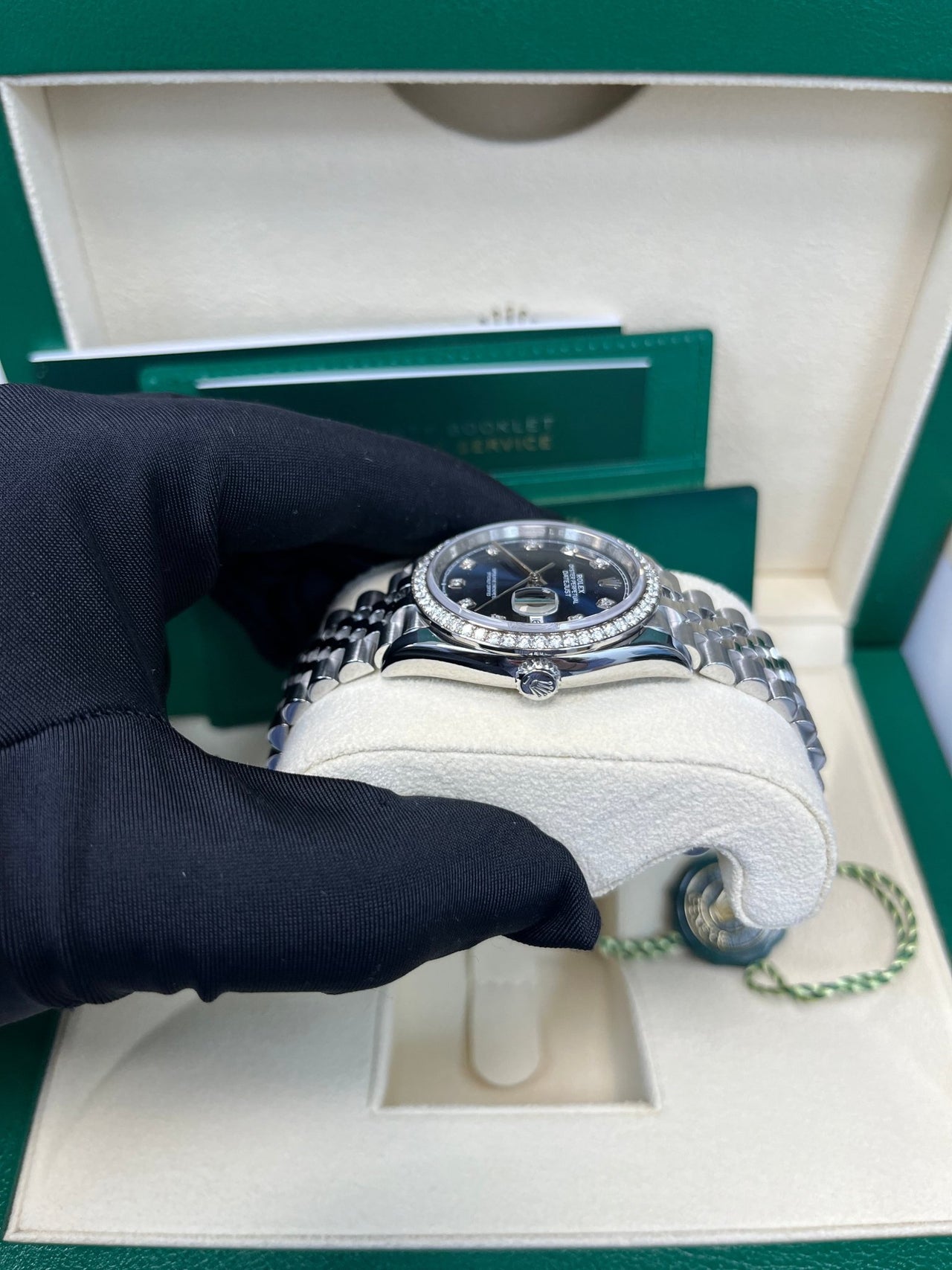 Rolex Datejust 36 Bright Blue Diamond Dial & Diamond Bezel Jubilee Bracelet 126284RBR - WatchesOff5th