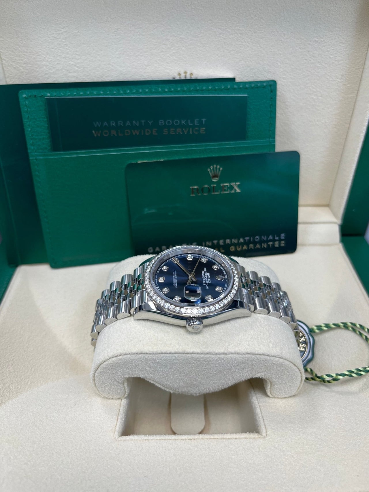 Rolex Datejust 36 Bright Blue Diamond Dial & Diamond Bezel Jubilee Bracelet 126284RBR - WatchesOff5th