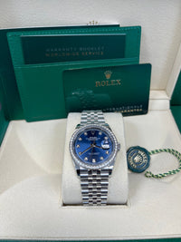 Thumbnail for Rolex Datejust 36 Bright Blue Diamond Dial & Diamond Bezel Jubilee Bracelet 126284RBR - WatchesOff5th