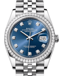Thumbnail for Rolex Datejust 36 Bright Blue Diamond Dial & Diamond Bezel Jubilee Bracelet 126284RBR - WatchesOff5th