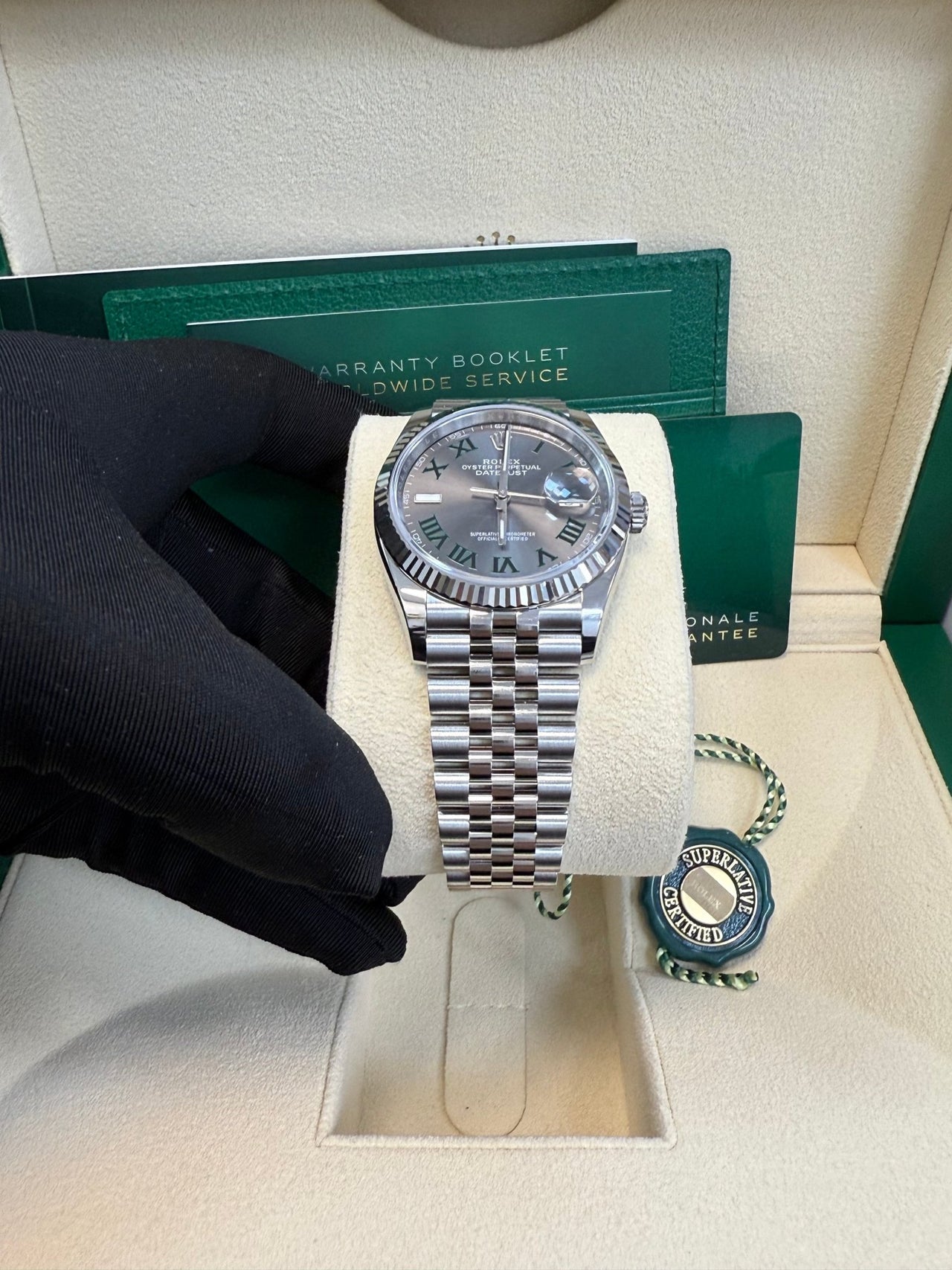 Rolex Datejust 36 Fluted Bezel Slate Roman Dial Jubilee Bracelet 126234 - WatchesOff5thWatch