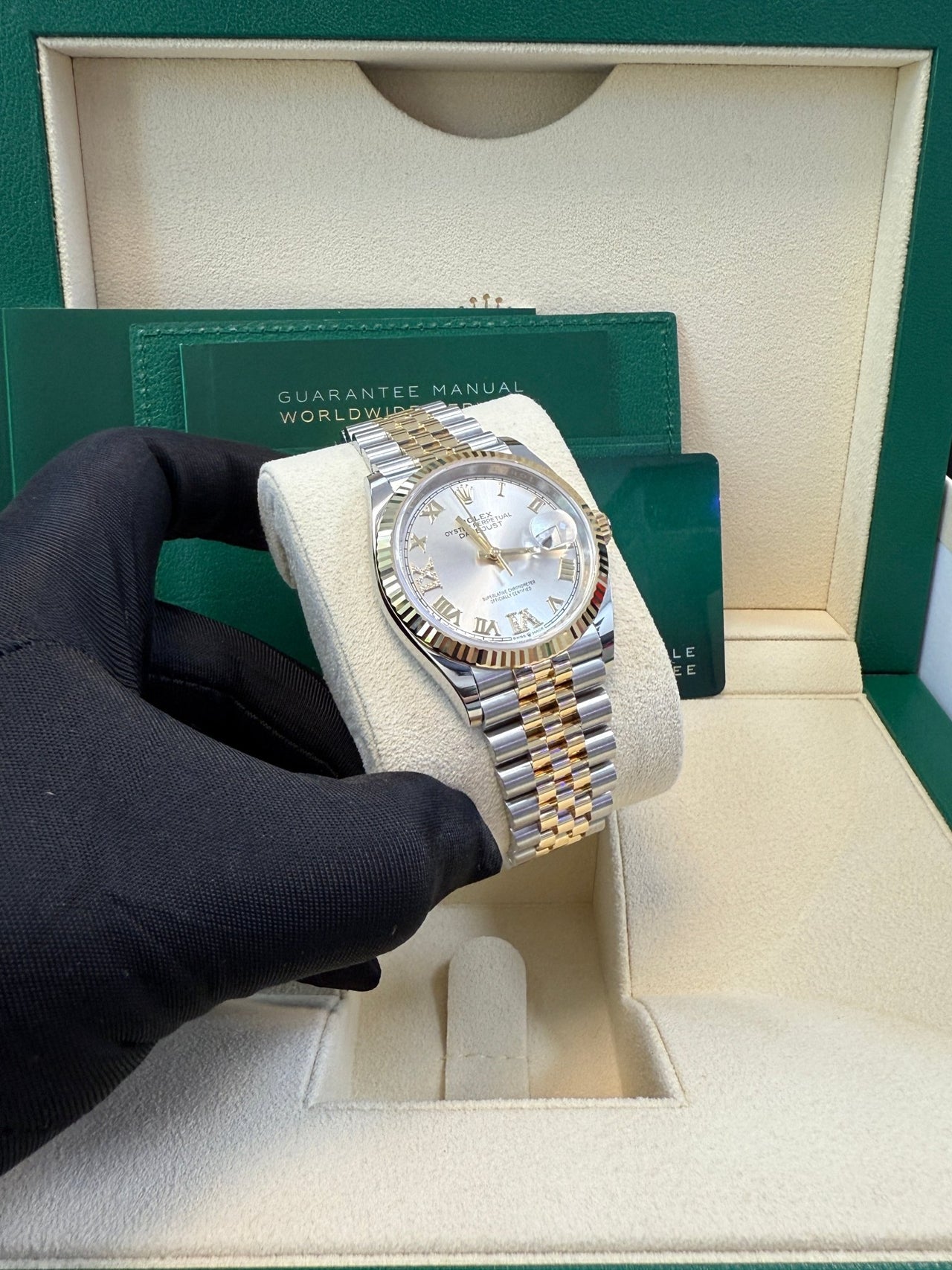 Rolex Datejust 36 Silver Roman Dial Fluted Jubilee Bracelet 126233 - WatchesOff5thWatch