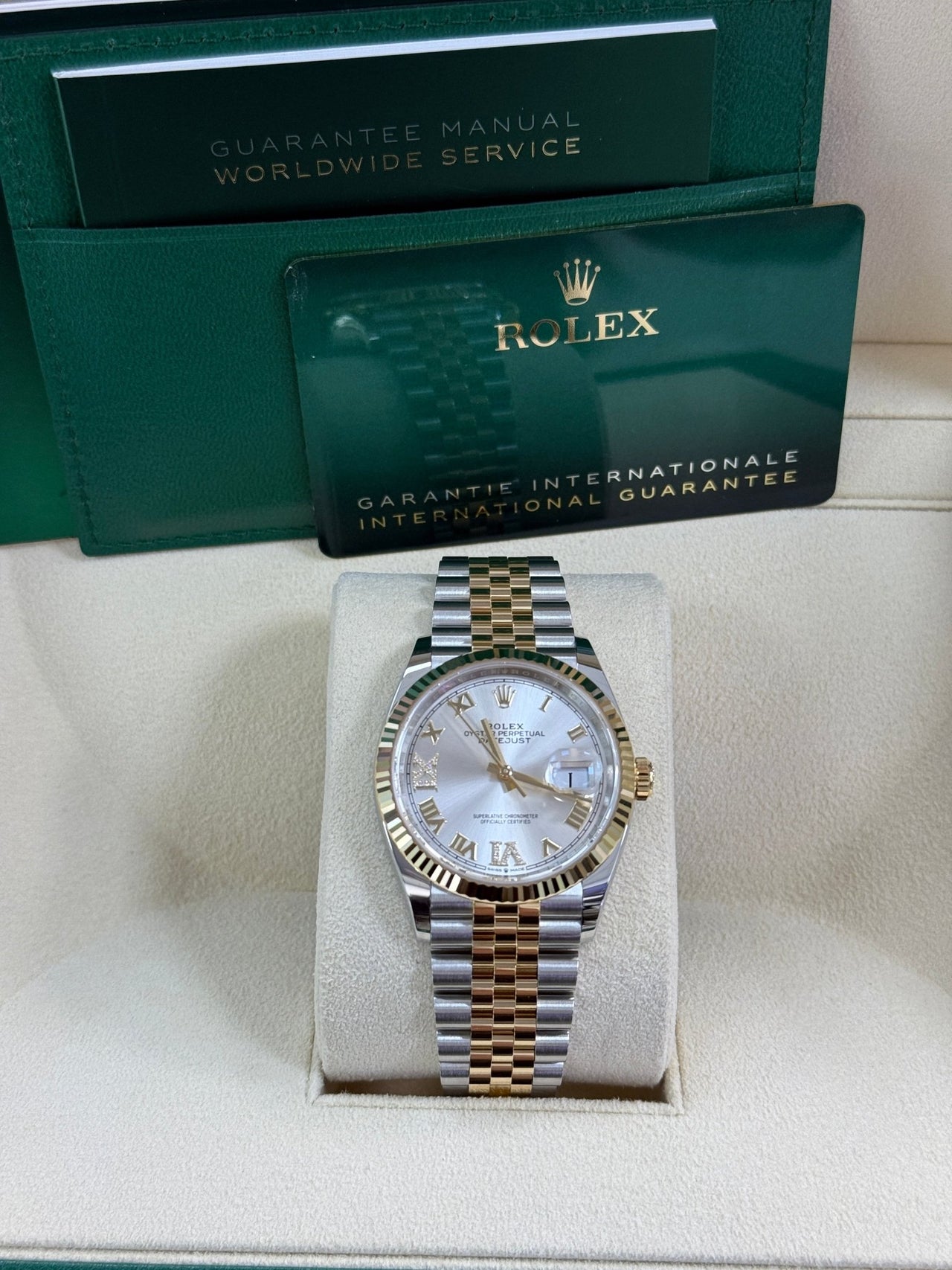 Rolex Datejust 36 Silver Roman Dial Fluted Jubilee Bracelet 126233 - WatchesOff5thWatch