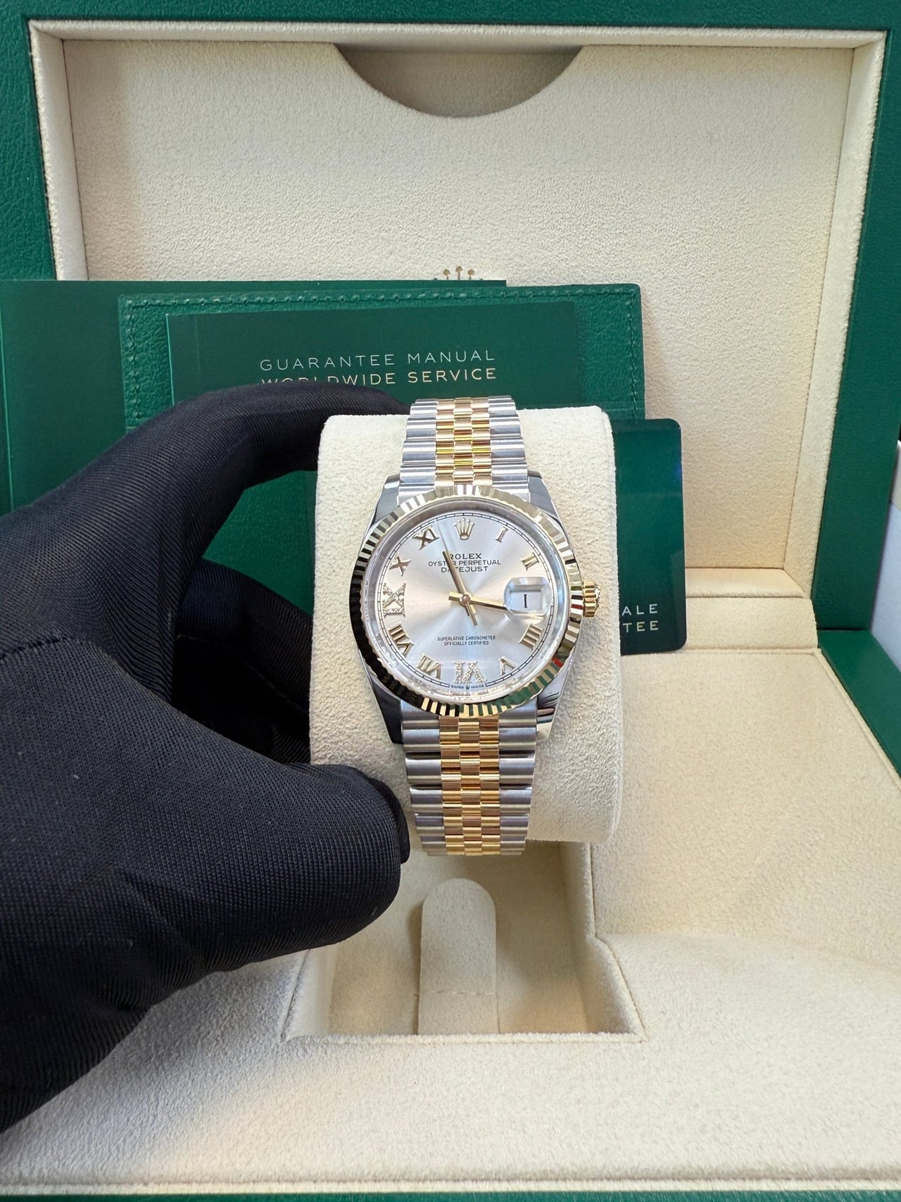 Rolex Datejust 36 Silver Roman Dial Fluted Jubilee Bracelet 126233 - WatchesOff5thWatch