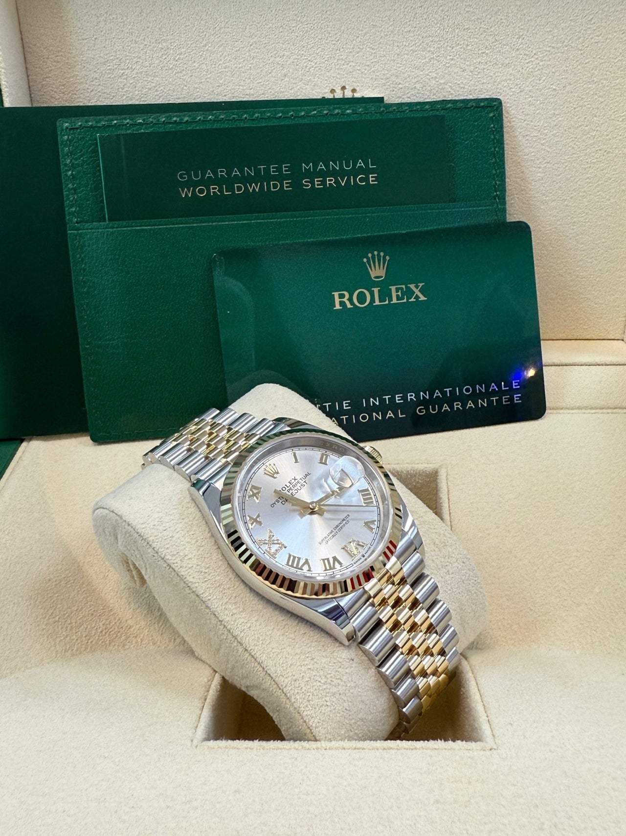 Rolex Datejust 36 Silver Roman Dial Fluted Jubilee Bracelet 126233 - WatchesOff5thWatch