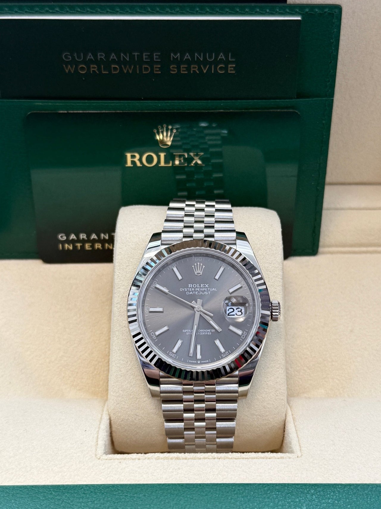 Rolex Datejust 41/ Stainless Steel & White Gold/ Dark Rhodium Index Dial/ Jubilee Bracelet (Ref 126334) - WatchesOff5thWatch