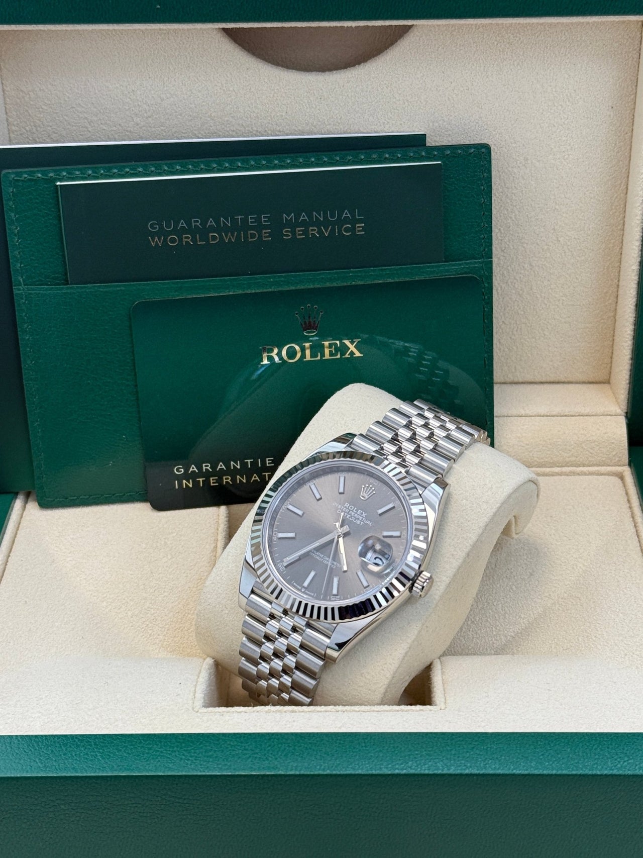 Rolex Datejust 41/ Stainless Steel & White Gold/ Dark Rhodium Index Dial/ Jubilee Bracelet (Ref 126334) - WatchesOff5thWatch