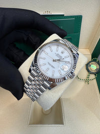 Thumbnail for Rolex Datejust 41/ Stainless Steel & White Gold/ White Index Dial/ Fluted Bezel/ Jubilee Bracelet (Ref 126334) - WatchesOff5thWatch