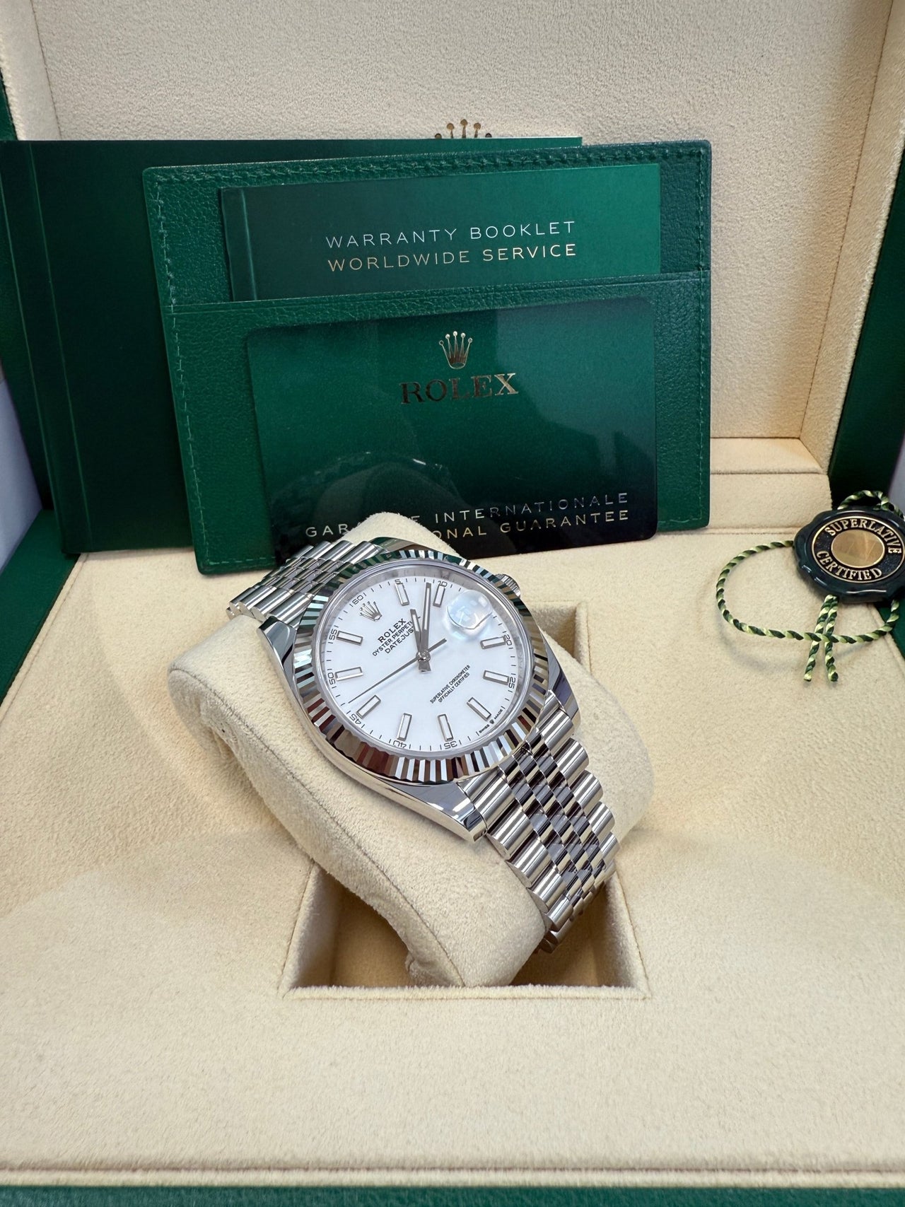 Rolex Datejust 41/ Stainless Steel & White Gold/ White Index Dial/ Fluted Bezel/ Jubilee Bracelet (Ref 126334) - WatchesOff5thWatch