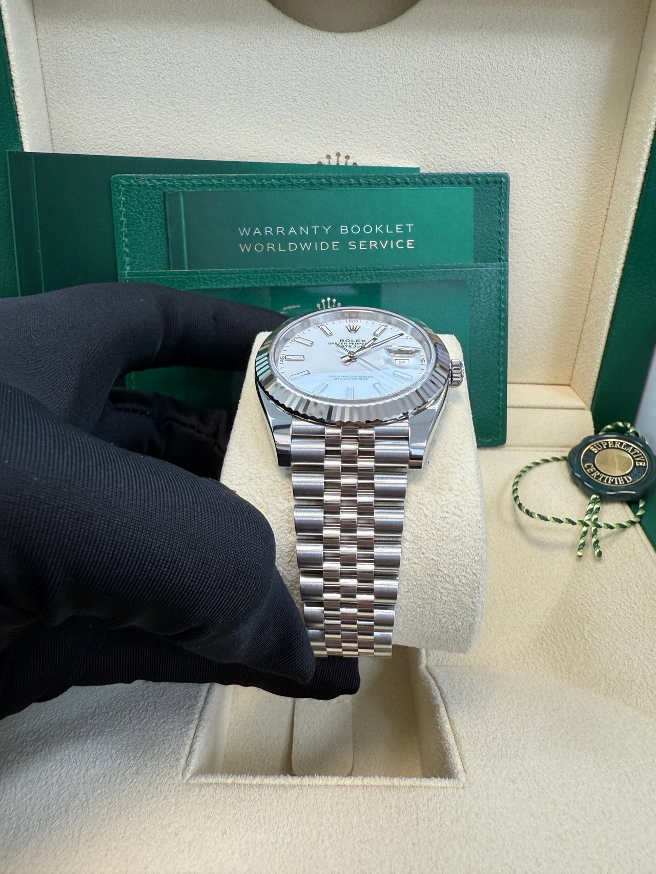 Rolex Datejust 41/ Stainless Steel & White Gold/ White Index Dial/ Fluted Bezel/ Jubilee Bracelet (Ref 126334) - WatchesOff5thWatch