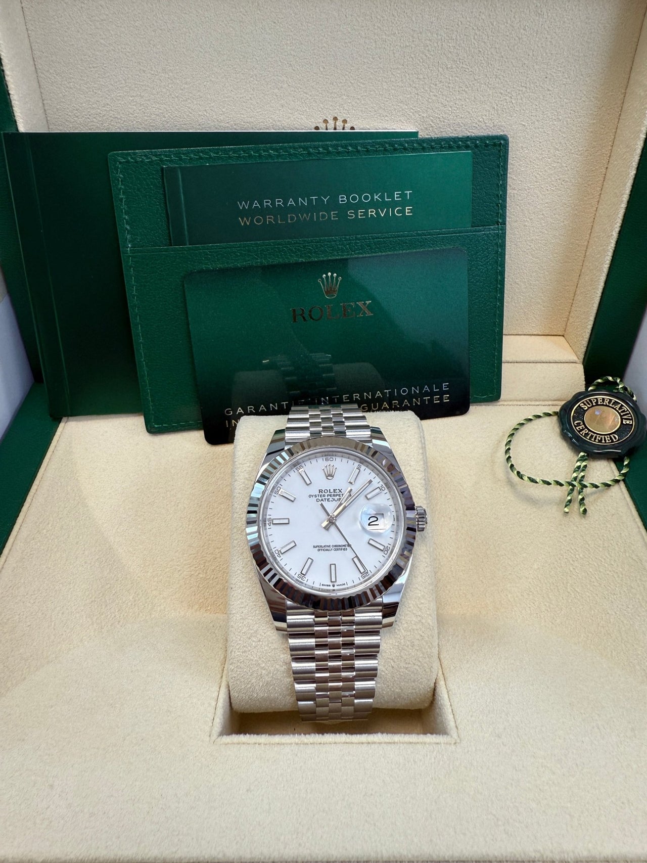 Rolex Datejust 41/ Stainless Steel & White Gold/ White Index Dial/ Fluted Bezel/ Jubilee Bracelet (Ref 126334) - WatchesOff5thWatch