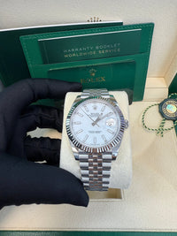 Thumbnail for Rolex Datejust 41/ Stainless Steel & White Gold/ White Index Dial/ Fluted Bezel/ Jubilee Bracelet (Ref 126334) - WatchesOff5thWatch