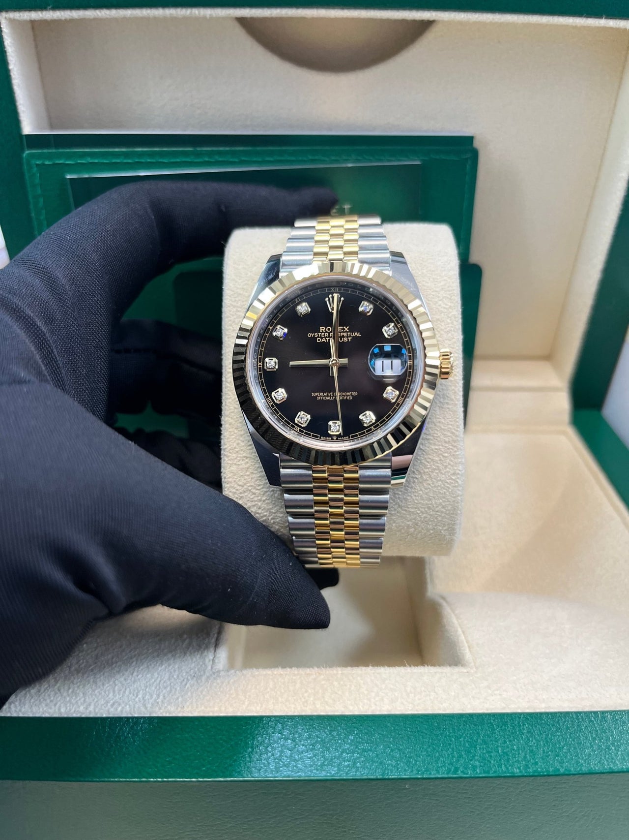 Rolex Datejust 41 Steel and Yellow Gold Black Diamond Jubilee 126333 - WatchesOff5thWatch