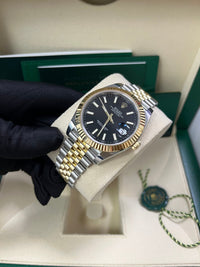 Thumbnail for Rolex Datejust 41 Steel and Yellow Gold Fluted Bezel Black Index Dial Jubilee Bracelet 126333 - WatchesOff5thWatch