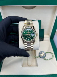 Thumbnail for Rolex Day - Date 36 36mm NEW RELEASE 2024 Day - Date 36 GREEN BAGUETTE DIAL 128238 - WatchesOff5thWatch
